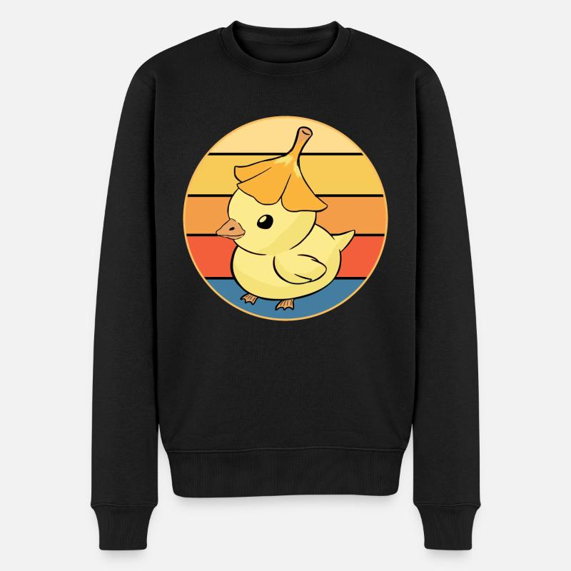 Mignon Canard Vintage Rétro Coucher de Soleil Animal Lover Design - Pull Premium bio Homme - noir