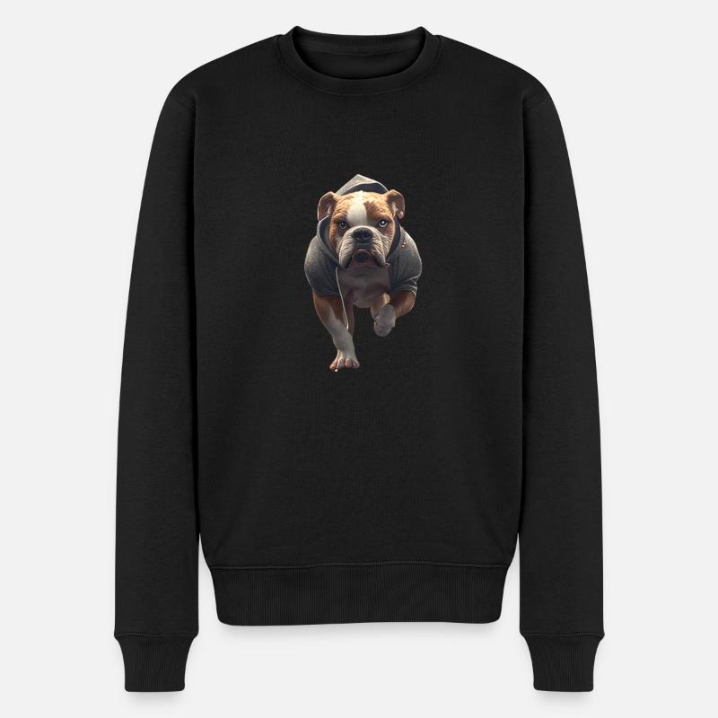 Hund mit Hoodie - Männer Premium Bio Pullover - Schwarz