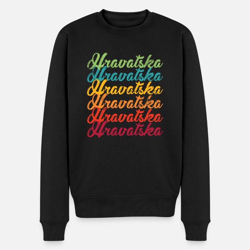 Hrvatska Retro - Männer Premium Bio Pullover - Schwarz