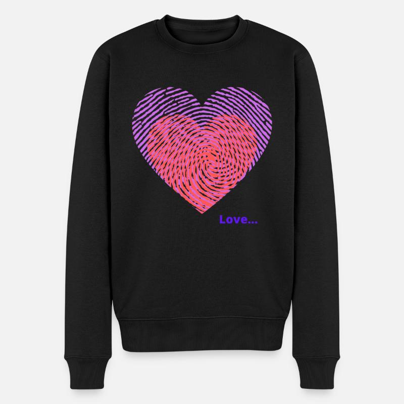 Herz - Fingerabdrücke - Männer Premium Bio Pullover - Schwarz