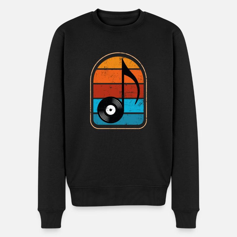 Musik Musiknote Vinyl Retro - Männer Premium Bio Pullover - Schwarz