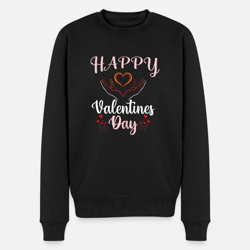 Happy Valentines Day - Männer Premium Bio Pullover - Schwarz
