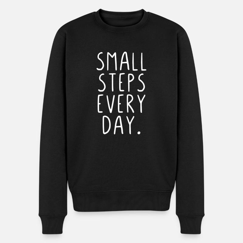 Small steps every day - Männer Premium Bio Pullover - Schwarz