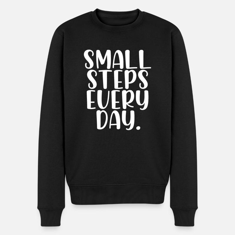 Small steps every day - Männer Premium Bio Pullover - Schwarz