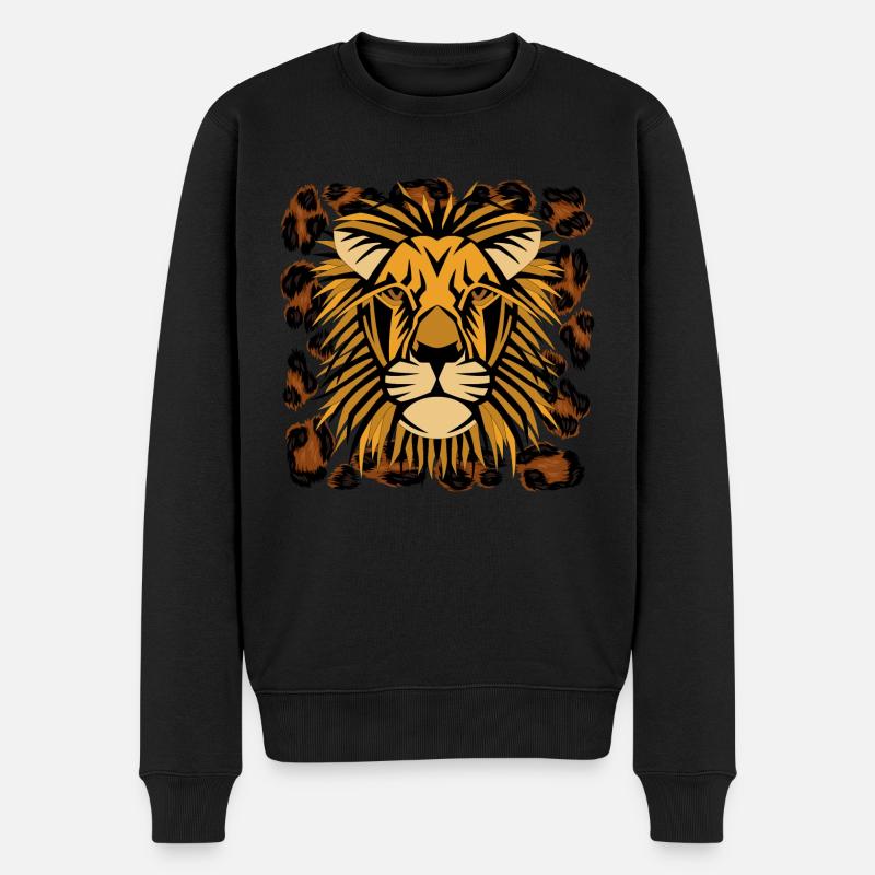 Löwe im Safari-Design - Männer Premium Bio Pullover - Schwarz