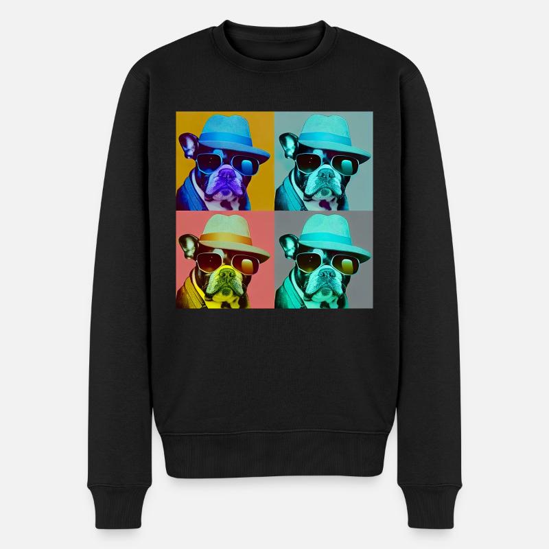 Conception du bouledogue français « Popart » - Pull Premium bio Homme - noir