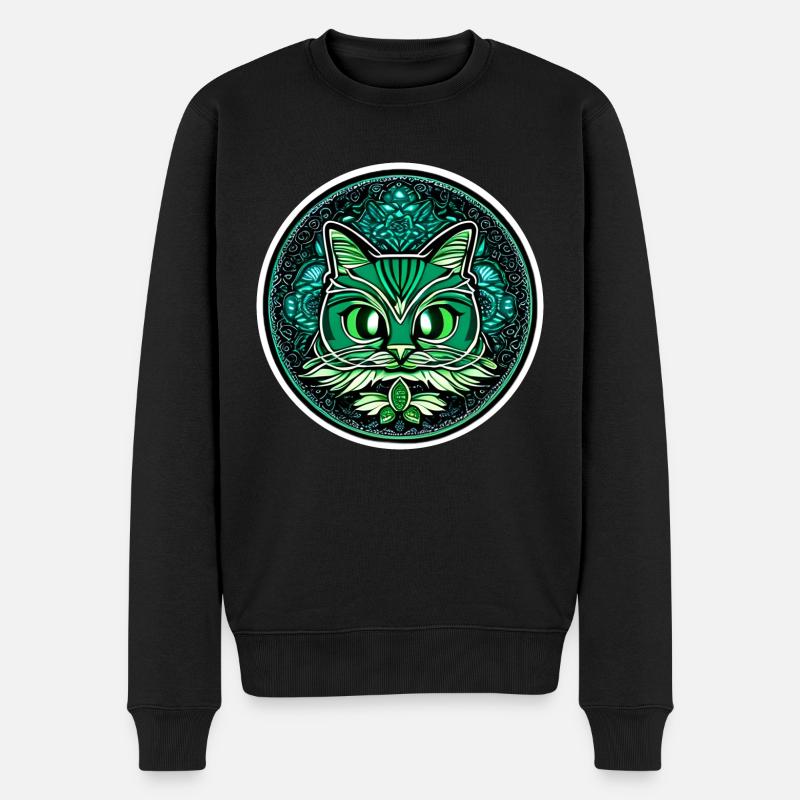 chat mandala couleur - Pull Premium bio Homme - noir