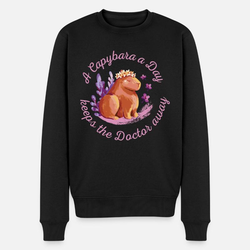 Capybara Pige Ven Capybara Søde Capy - Økologisk premium-sweatshirt til mænd - sort