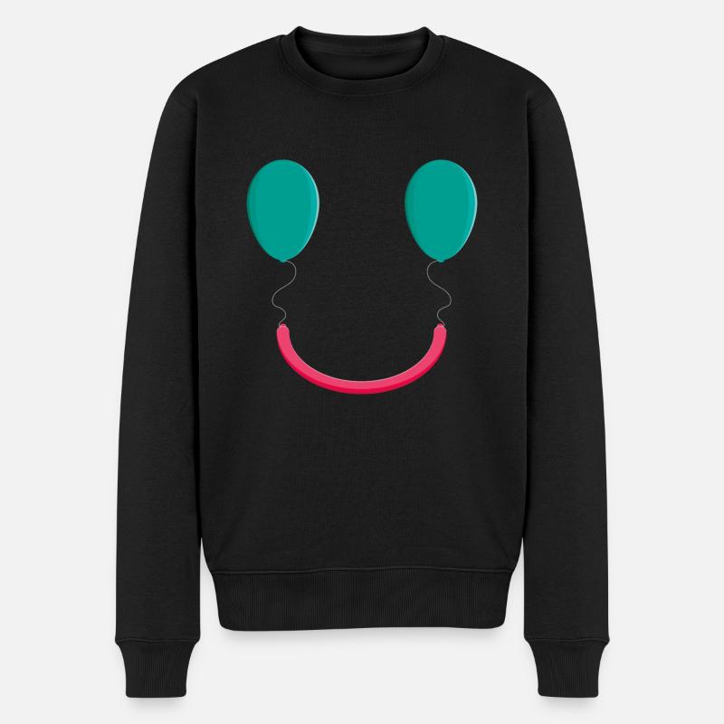 BALLON-LÄCHELN - Männer Premium Bio Pullover - Schwarz