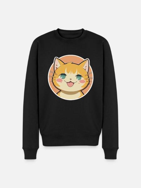 Circle Cat Smiles - Männer Premium Bio Pullover - Schwarz