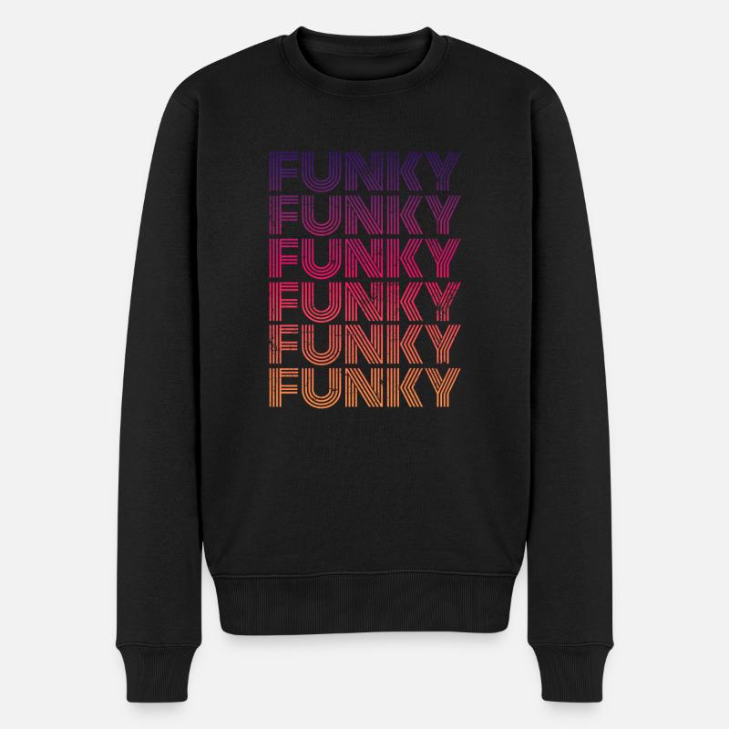 Funky Musik Retro - Männer Premium Bio Pullover - Schwarz