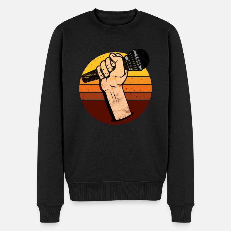 Microphone Retro - Pull Premium bio Homme - noir