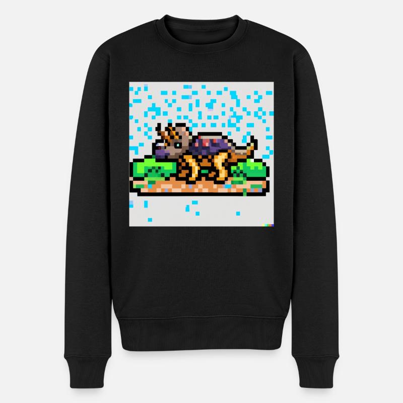 Triceratops pixel art - Männer Premium Bio Pullover - Schwarz
