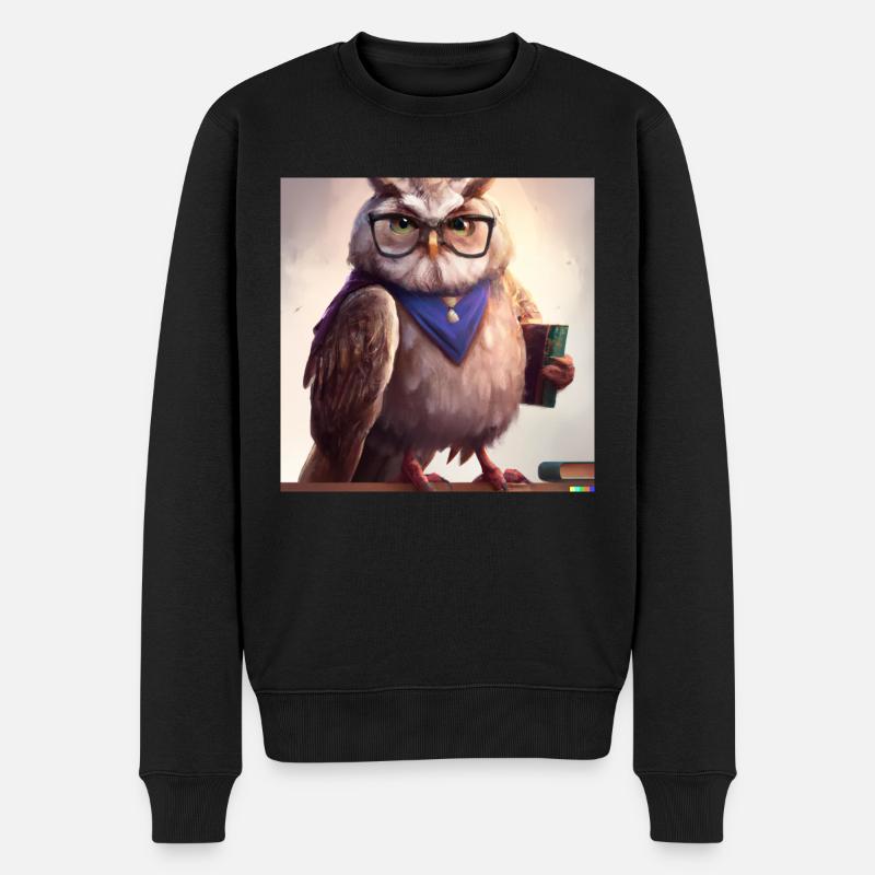 Owl comme bibliothécaire art numérique - Pull Premium bio Homme - noir