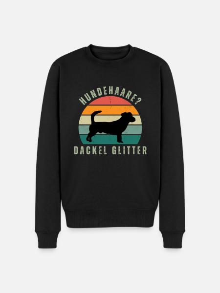 Rauhaardackel Glitter Retro Sunset - Männer Premium Bio Pullover - Schwarz