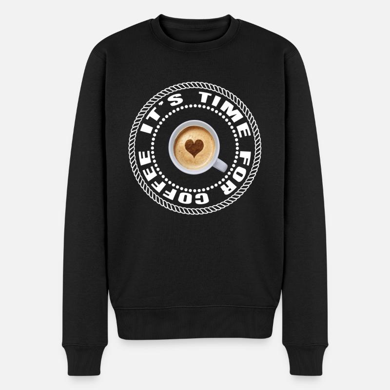 Kaffeezeit - Männer Premium Bio Pullover - Schwarz