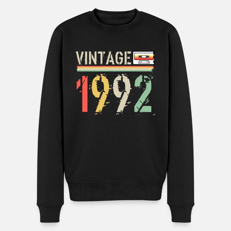 Vintage-Kassette 1992 - Männer Premium Bio Pullover - Schwarz