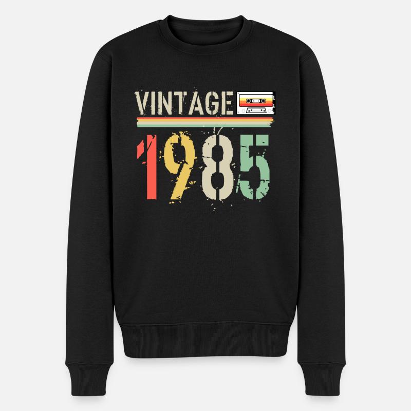 Vintage-Kassette 1985 - Männer Premium Bio Pullover - Schwarz