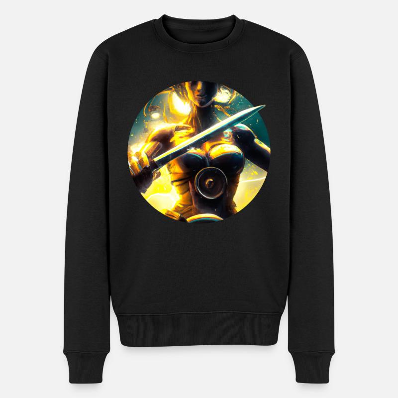 Héroïne de jeu avec épée - Pull Premium bio Homme - noir