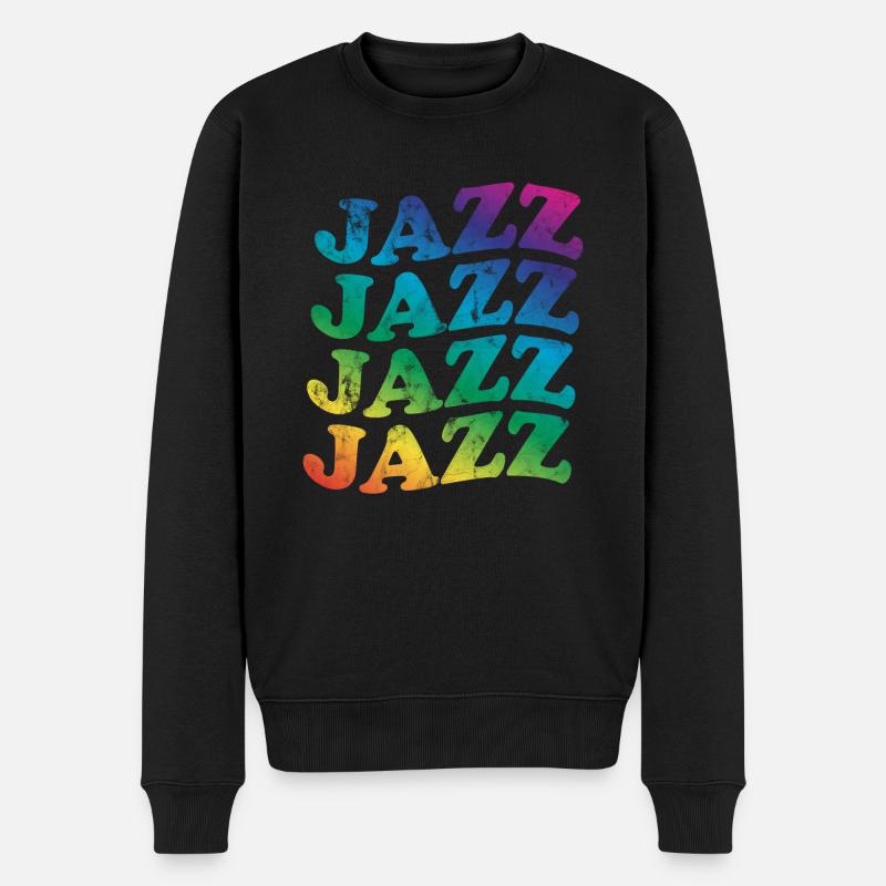 Jazz Retro - Männer Premium Bio Pullover - Schwarz