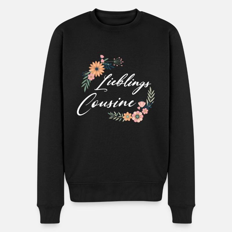 Lieblingscousine - Männer Premium Bio Pullover - Schwarz