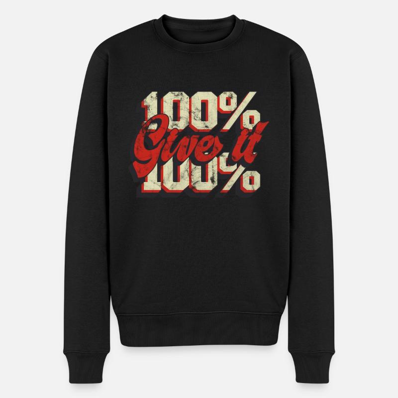 100% 100 prozent Spruch - Männer Premium Bio Pullover - Schwarz