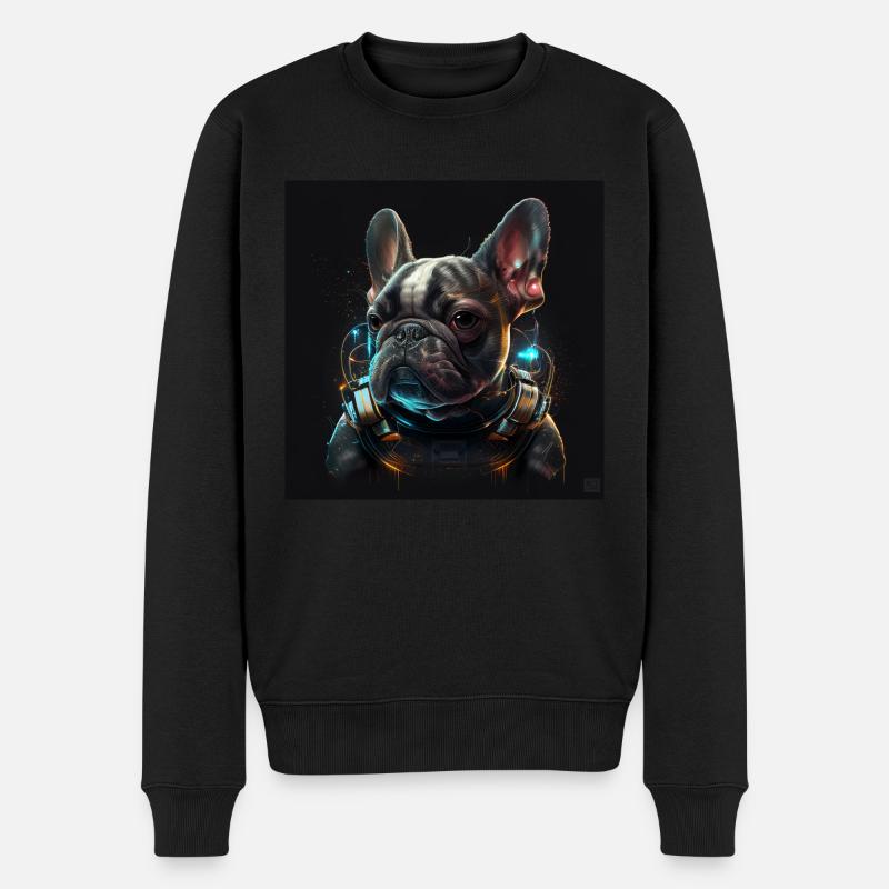 Bouledogue français « Cyperpunk Design » - Pull Premium bio Homme - noir