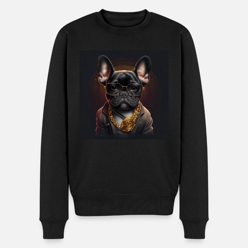 Bouledogue français « style mafia » - Pull Premium bio Homme - noir