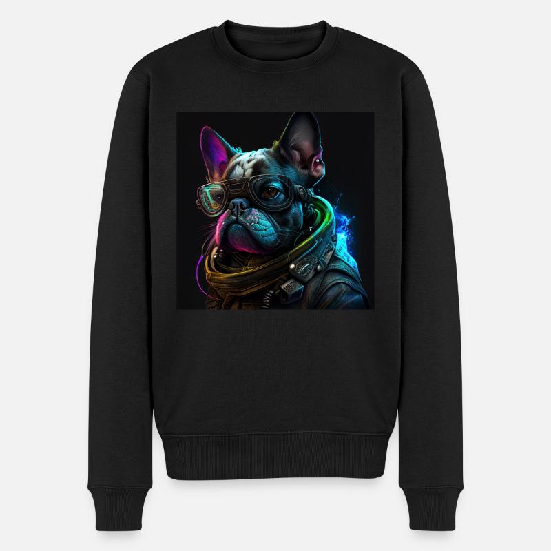 Bouledogue français « Neon Design » - Pull Premium bio Homme - noir