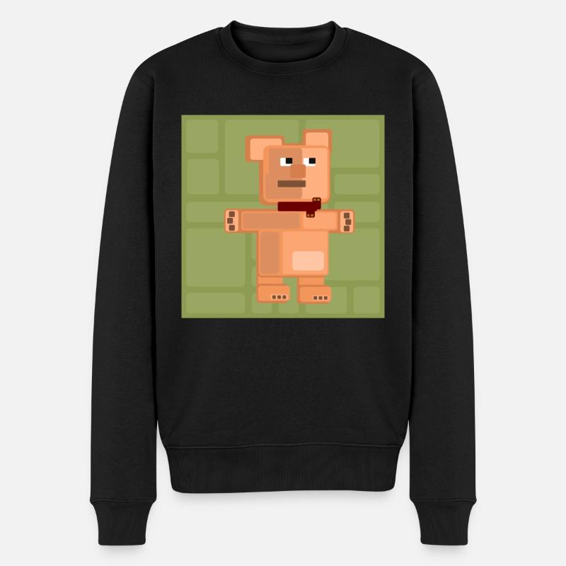 PixelArt Bär - Männer Premium Bio Pullover - Schwarz