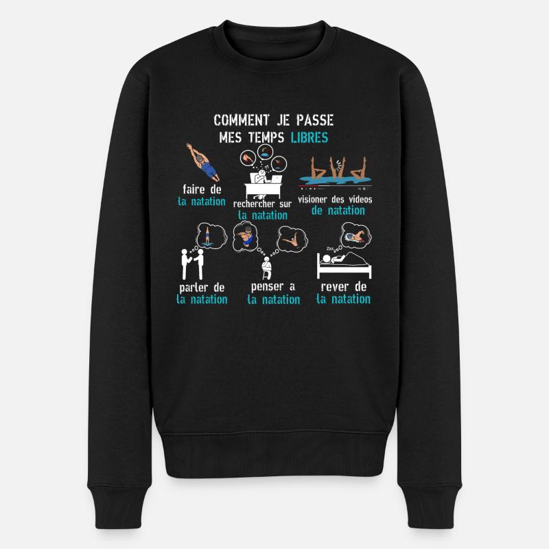 temps libre natation cadeau natation - Pull Premium bio Homme - noir