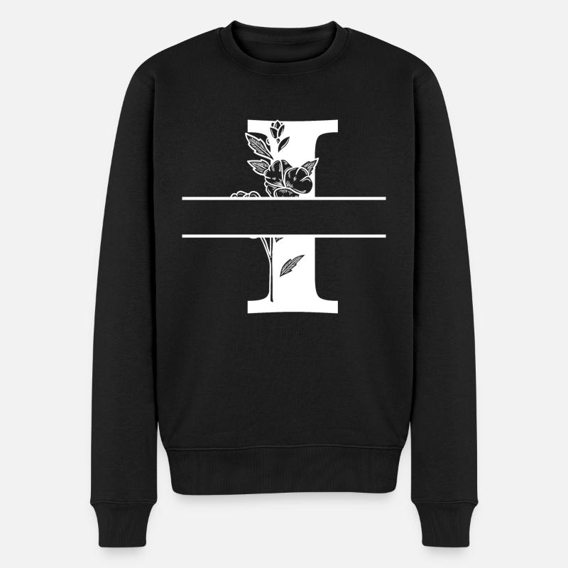 lettre i floral personnalisé - Pull Premium bio Homme - noir