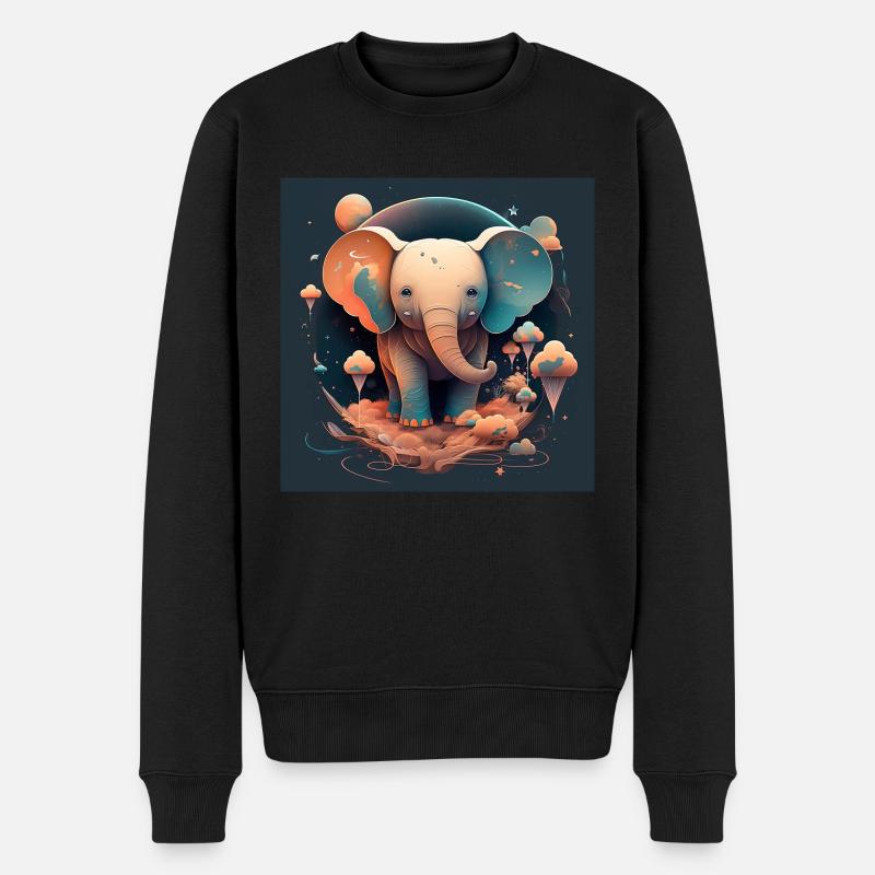 Süßer Elefant Fantasy - Männer Premium Bio Pullover - Schwarz