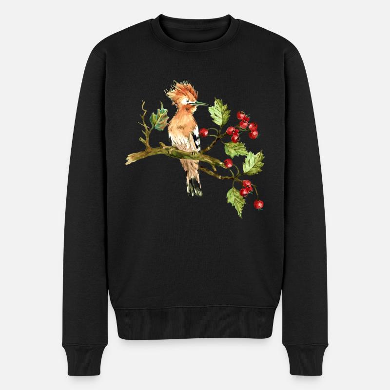 Bunter Vogel - Männer Premium Bio Pullover - Schwarz