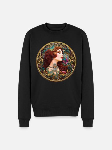 Woman Badge ArtNouvaue 04 01 - Men's Premium Organic Jumper - black