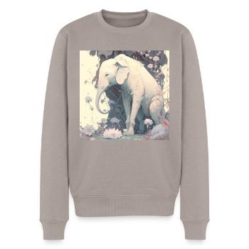 im Einklang mit der Natur Elefant - Männer Premium Bio Pullover - Taupe - Vorne - Nico (187cm)