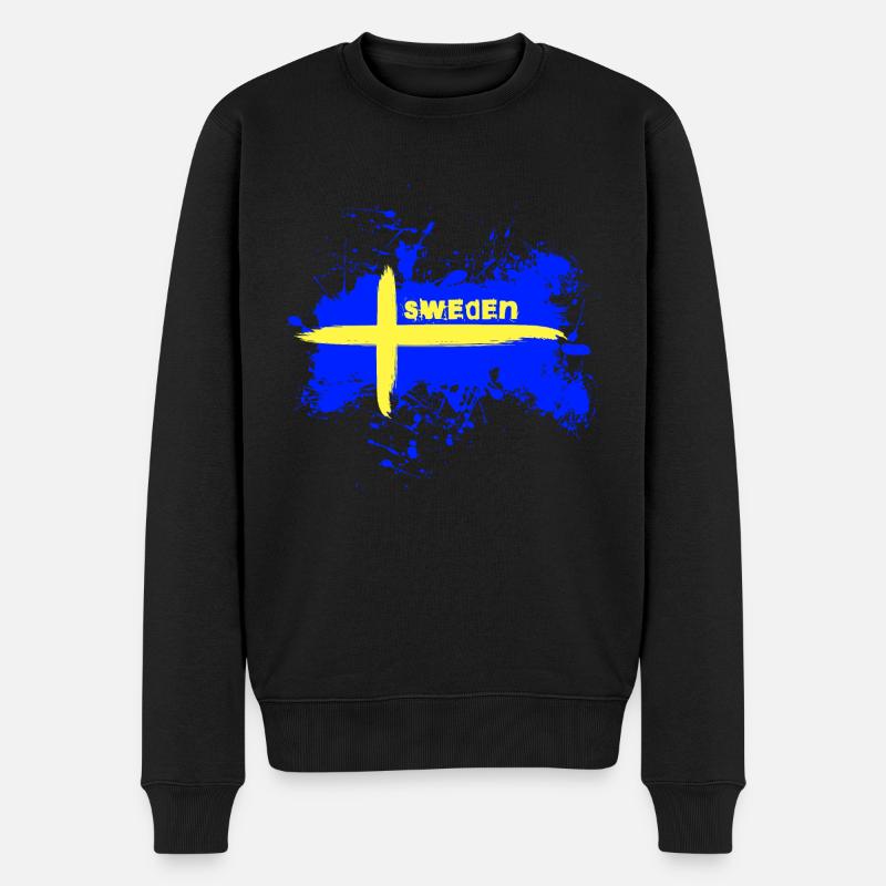 Schweden Flagge/Fahne - Männer Premium Bio Pullover - Schwarz