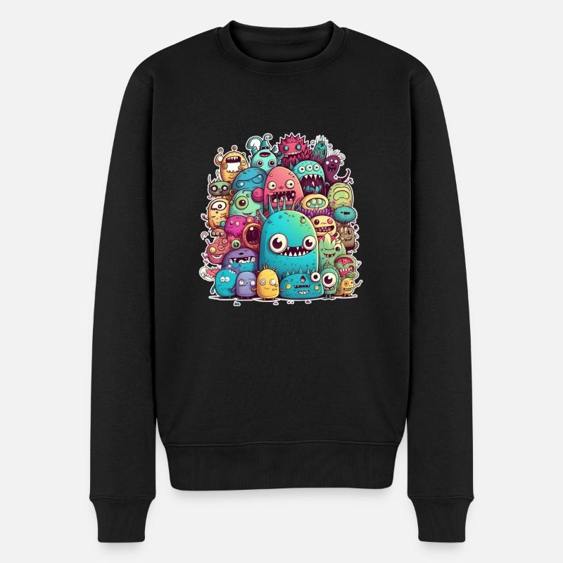 Doodle Stil - Männer Premium Bio Pullover - Schwarz