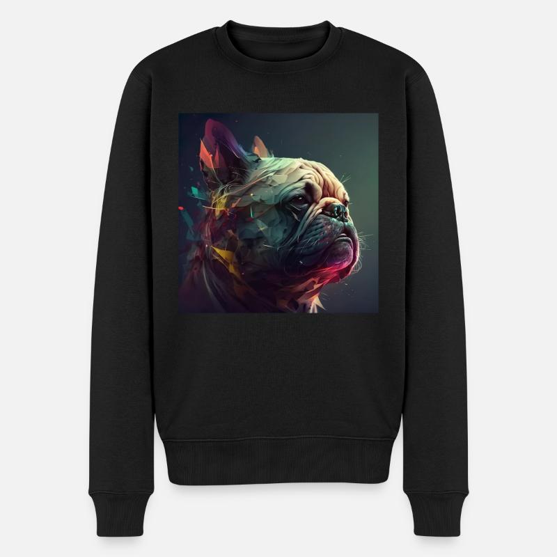Bouledogue français, Couleurs, Polygone Design - Pull Premium bio Homme - noir