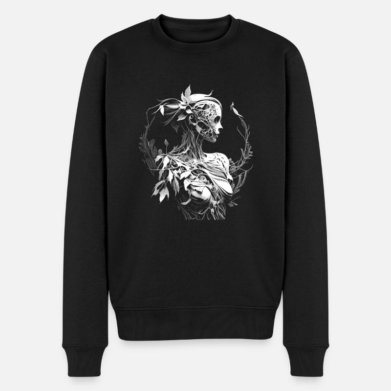 Surrealistischer Oberkörper einer Frau - Männer Premium Bio Pullover - Schwarz