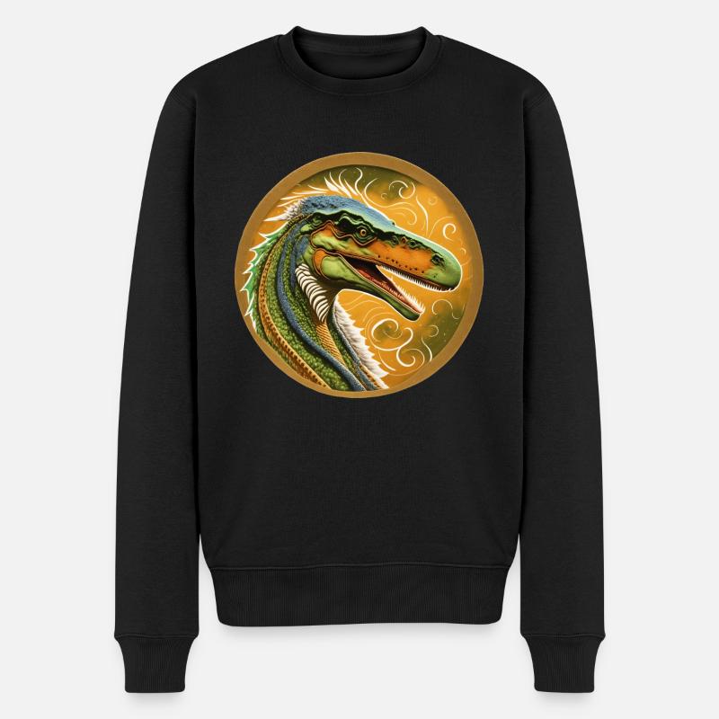 Dinosaurier - Männer Premium Bio Pullover - Schwarz