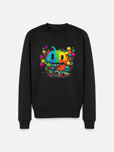 Arcade Neon Gaming Monster - Männer Premium Bio Pullover - Schwarz
