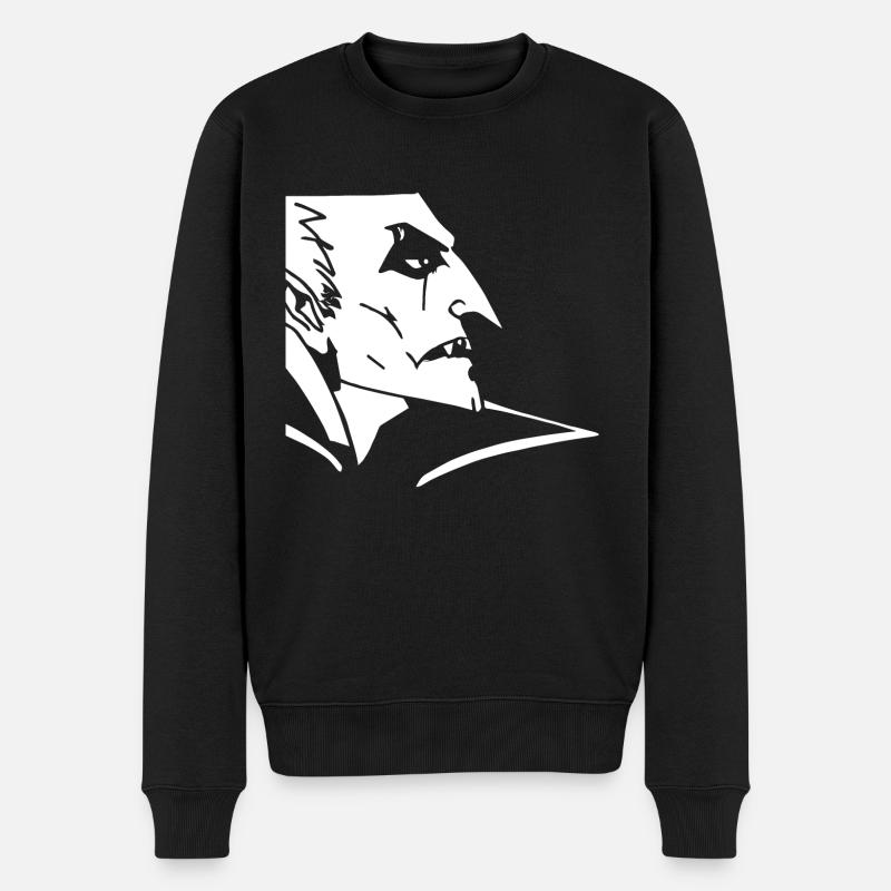 Vampire de profil gravure sur bois - Pull Premium bio Homme - noir