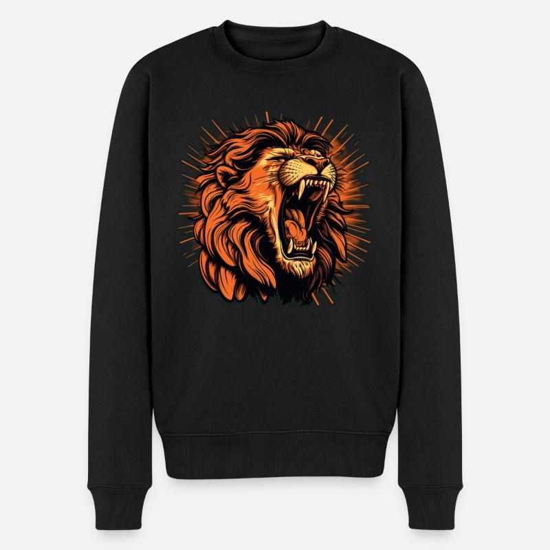 Löwe - Männer Premium Bio Pullover - Schwarz