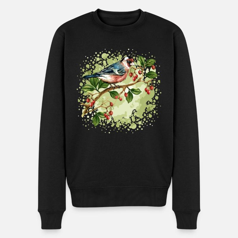 Bunter Vogel - Männer Premium Bio Pullover - Schwarz