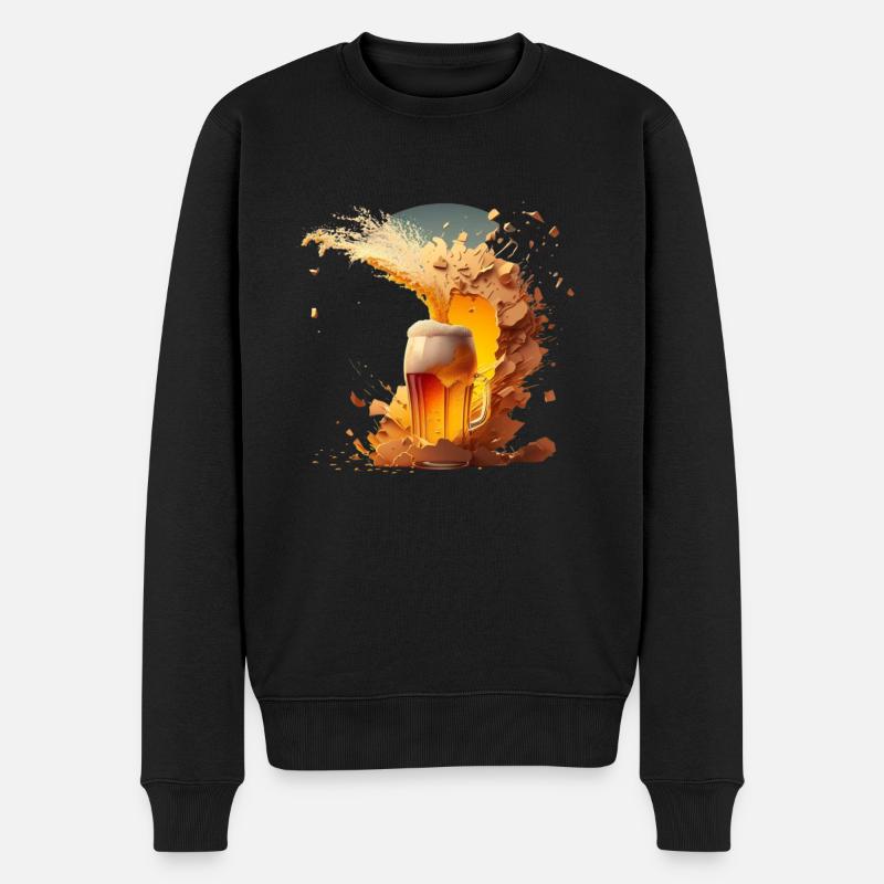 Bier Explosion Party Alkohol - Männer Premium Bio Pullover - Schwarz