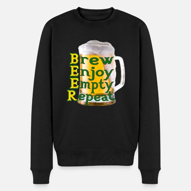 BEER BREW ENJOY EMPTY REPEAT - Männer Premium Bio Pullover - Schwarz
