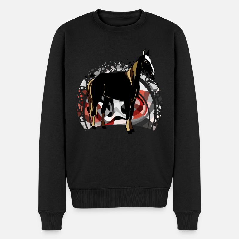 Pferd - Männer Premium Bio Pullover - Schwarz