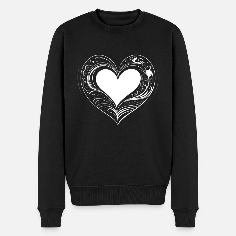 Coeur blanc - Pull Premium bio Homme - noir