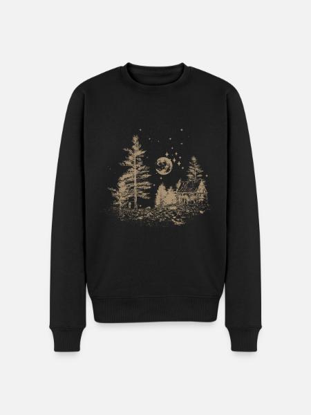 Einsames Haus - Männer Premium Bio Pullover - Schwarz